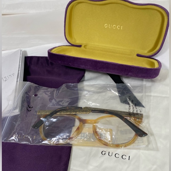 🔴⬇️ GUCCI light tortoise shell tiger eye glasses optical 🐯 MADE IN ITALY - Picture 10 of 11